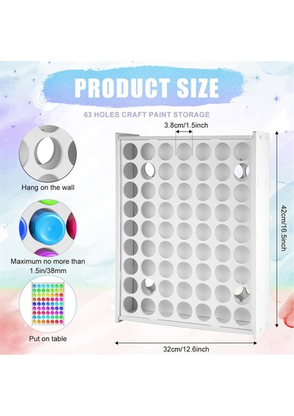 Boya Düzenleyici, 63 Delikli Akrilik Boya Düzenleyici El Sanatları Boya Depolama El Sanatları Boya Tutucu Dikey Boya Raf Standı (Yurt Dışından) fiyatları