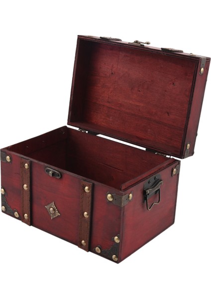 Retro Hazine Sandığı Eski Ahşap Saklama Kutusu Antika Tarzı Takı Organizatör Mücevher Kutusu Biblo Kutusu Büyük (Yurt Dışından)