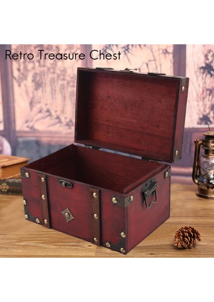 Retro Hazine Sandığı Eski Ahşap Saklama Kutusu Antika Tarzı Takı Organizatör Mücevher Kutusu Biblo Kutusu Büyük (Yurt Dışından) fiyatları