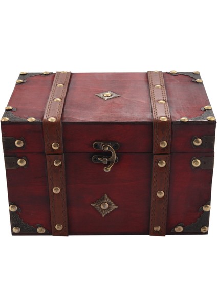 Retro Hazine Sandığı Eski Ahşap Saklama Kutusu Antika Tarzı Takı Organizatör Mücevher Kutusu Biblo Kutusu Büyük (Yurt Dışından) fırsatları