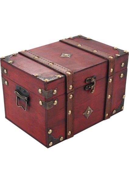 Retro Hazine Sandığı Eski Ahşap Saklama Kutusu Antika Tarzı Takı Organizatör Mücevher Kutusu Biblo Kutusu Büyük (Yurt Dışından) indirimleri