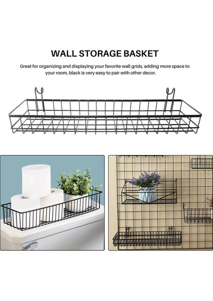 Tel Duvar Izgara Paneli Için Asma Sepeti, Çok Fonksiyonlu Duvar Saklama ve Sergileme Sepeti, 40X10X5CM, Siyah Boyalı (Yurt Dışından) fırsatları