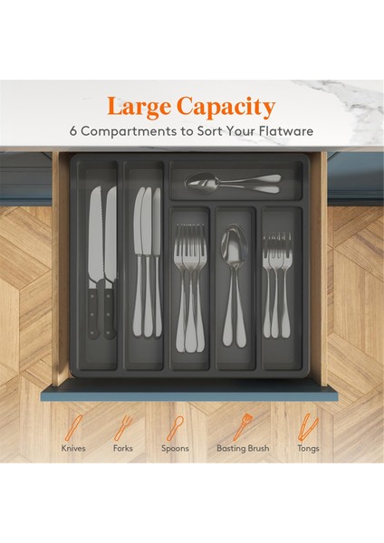 Kapaklı Gümüş Eşya Düzenleyici, Mutfak Çekmecesi ve Tezgahı Için Kapaklı Alet Tepsisi, Plastik Çatal Bıçak Takımı ve Çatal Bıçak Takımı Siyah (Yurt Dışından) fiyatları