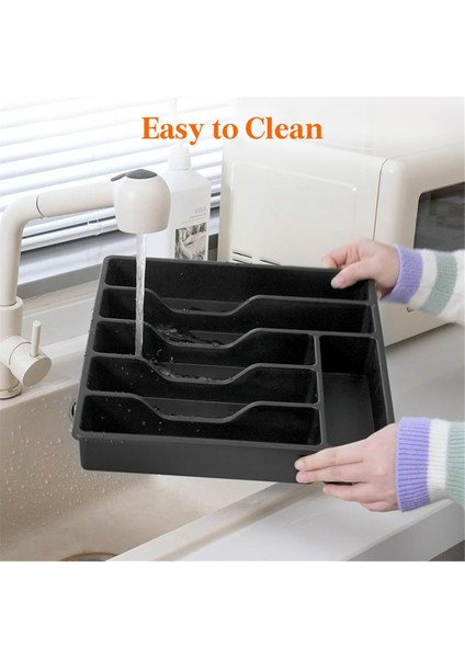 Kapaklı Gümüş Eşya Düzenleyici, Mutfak Çekmecesi ve Tezgahı Için Kapaklı Alet Tepsisi, Plastik Çatal Bıçak Takımı ve Çatal Bıçak Takımı Siyah (Yurt Dışından) modelleri