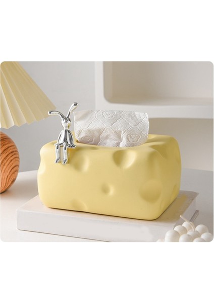 Peynir Şeklinde Mendil Kutusu Çok Işlevli Seramik Kağıt Havlu Saklama Kutusu Kaymaz Pedli Mükemmel Kağıt Kutusu Dağıtıcısı (Yurt Dışından) fırsatları