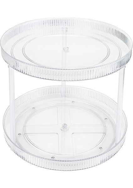 360° Şeffaf Dönen Saklama Tepsisi, 2 Katlı Lazy Susan Banyo Tezgahı Düzenleyici, Kozmetik ve Parfüm Düzenleyici (Yurt Dışından)