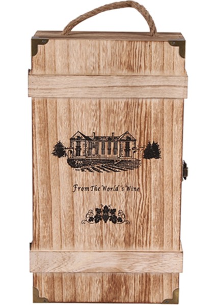 Vintage Ahşap 2 Kırmızı Şarap Şişesi Kutusu Taşıyıcı Sandık Vaka Depolama Taşıma Ekran Tutucu Doğum Günü Partisi Noel Hediyesi (Yurt Dışından)