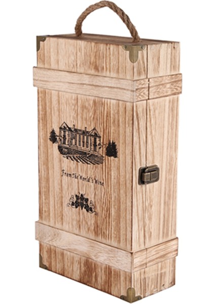 Vintage Ahşap 2 Kırmızı Şarap Şişesi Kutusu Taşıyıcı Sandık Vaka Depolama Taşıma Ekran Tutucu Doğum Günü Partisi Noel Hediyesi (Yurt Dışından) fırsatları