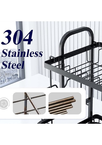 Bulaşık Kurutma Rafı - Çok Fonksiyonlu Bulaşıklık, Drenaj Tahtası ve Gereç Tutuculu Paslanmaz Mutfak Bulaşık Kurutma Rafı (Yurt Dışından) fırsatları