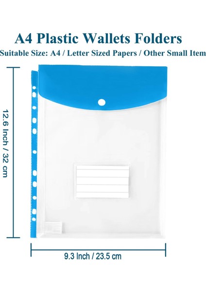 12'li Paket Plastik Zarflar, 3/4/11 Halkalı Klasör Için Klasör Cepleri, Çıtçıtlı ve Etiketli Genişletilebilir Belge Düzenleyici (Yurt Dışından) fiyatları