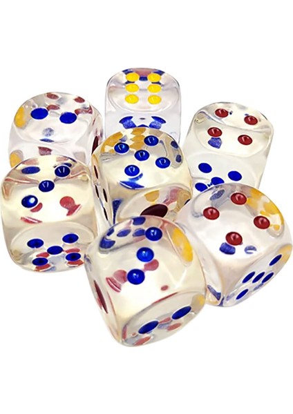 Renkli Noktalı 25MM Jumbo Zar, 6 Taraflı Şeffaf Zar, Farkle Için Eğlenceli Altı Taraflı Oyun Zarı, Diğer Zar Oyunları, 10 Adet (Yurt Dışından)