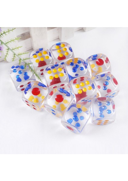 Renkli Noktalı 25MM Jumbo Zar, 6 Taraflı Şeffaf Zar, Farkle Için Eğlenceli Altı Taraflı Oyun Zarı, Diğer Zar Oyunları, 10 Adet (Yurt Dışından) indirimleri