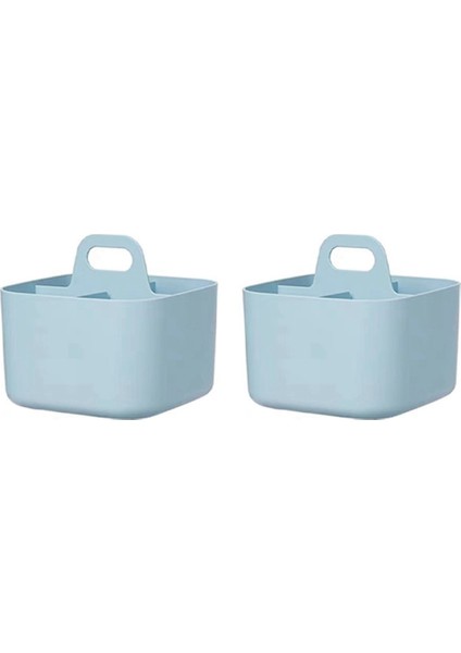 2pcs Caddys Organizatör, Saplı Istiflenebilir Plastik Caddy'ler, Masa Caddy'leri, Sanat Organizatörleri ve Depolama, Makyaj Caddy'leri Mavi (Yurt Dışından)