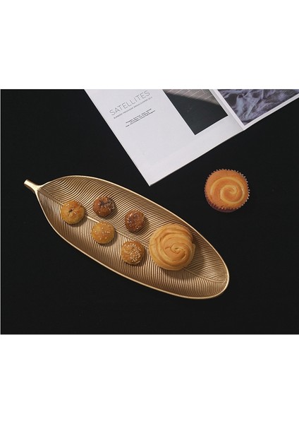 Nordic Dekoratif Tepsi Altın Yaprak Şekli Servis Tepsisi Mücevher Paleti Meyve Atıştırmalık Tabağı Masa Depolama Düzenleyici (Büyük) (Yurt Dışından) indirimleri