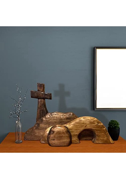 Boş Mezar Paskalya Sahnesi ve Haç, Ahşap Paskalya Mezarı Sahne Dekorasyonu, Ahşap Paskalya Yeniden Doğuş Dekoru (Yurt Dışından) fiyatları