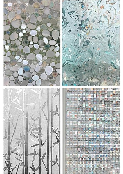 Buzlu Cam Yapışkanlı Etiket Elektrostatik Pencere Filmi Banyo Cam Gizlilik Filmi 3D Mat Dekorasyon Macunu 20X100CM (Yurt Dışından)