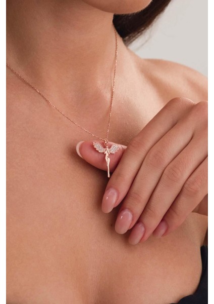 Melek Figürlü Gümüş Kolye