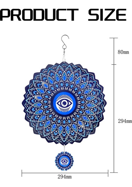 Mandala Göz Rüzgar Döndürücü Metal 3D Dönen Rüzgar Çanları Lüks Sanat Bahçe Asılı Açık Hava Dekorasyonu (Yurt Dışından)