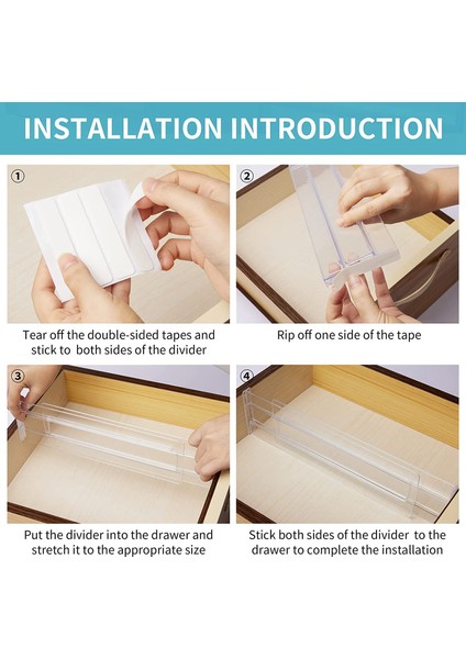 Çekmece Bölücüler 8 Paket, Ayarlanabilir 3.2 Inç Yükseklik 11-20.6 Inç Arası Genişletilebilir Mutfak Çekmece Düzenleyici, Şeffaf Plastik (Yurt Dışından) fırsatları