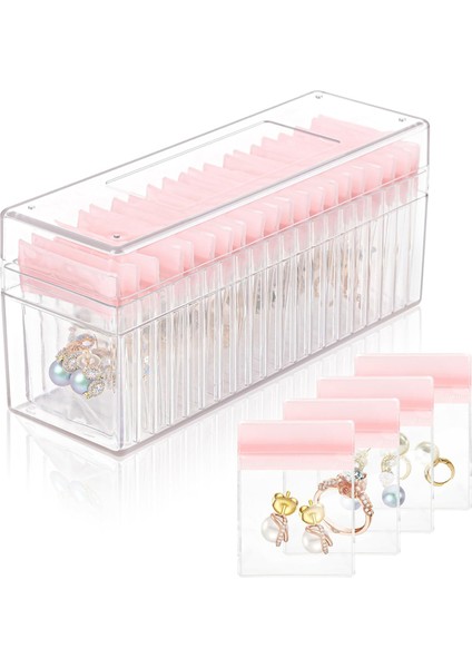 Akrilik Mücevher Kutusu, 20 Pvc Taşınabilir Anti Oksit Fermuarlı Çantalı Şeffaf Mücevher Düzenleyici, Seyahat Mücevher Kutusu (Yurt Dışından)