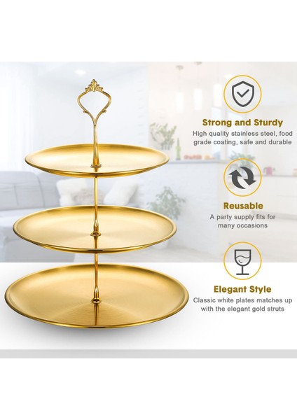 Kek Standı Paslanmaz Çelik Katmanlı Cupcake Standı 3 Katmanlı Tepsi Tabaklar Masa Kulesi Kek Tabakları Parti Için Tatlı Tutucu (Yurt Dışından) indirimleri