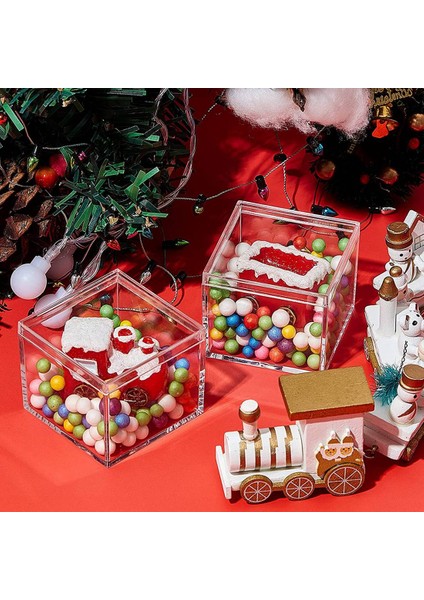 Parça Şeffaf Akrilik Plastik Kare Kare Mücevher Kutusu Mini Saklama Kutusu Kapaklı Mini Kare Konteyner 120 ml (Yurt Dışından) indirimleri