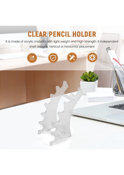 Akrilik 6 Yuvalı Ekran Standı, Kaş Dolma Kalem Kalem Takı Makyaj Fırça Raf Ev Ofis Mağaza Kullanımı Için Organizatör Tutucu, Şeffaf (Yurt Dışından) fırsatları