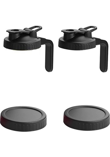 Geniş Ağızlı Kavanoz Dökme Kapakları, 2 Adet Saplı Kapaklı Kapak ve Gıda Depolama Için 2 Adet Sızdırmaz Mühür Kapakları (Yurt Dışından)