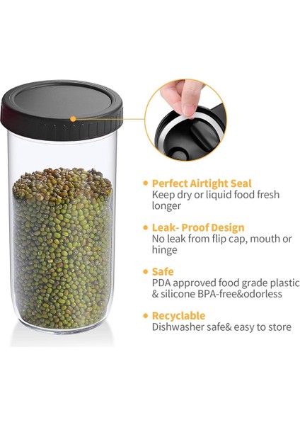 Geniş Ağızlı Kavanoz Dökme Kapakları, 2 Adet Saplı Kapaklı Kapak ve Gıda Depolama Için 2 Adet Sızdırmaz Mühür Kapakları (Yurt Dışından) indirimleri