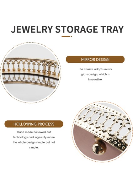 Altın Demir Takı Depolama Tepsisi Cam Ayna Makyaj Yöneticisi Masaüstü Kozmetik Tatlı Dekoratif Tepsisi 25 cm (Yurt Dışından) indirimleri