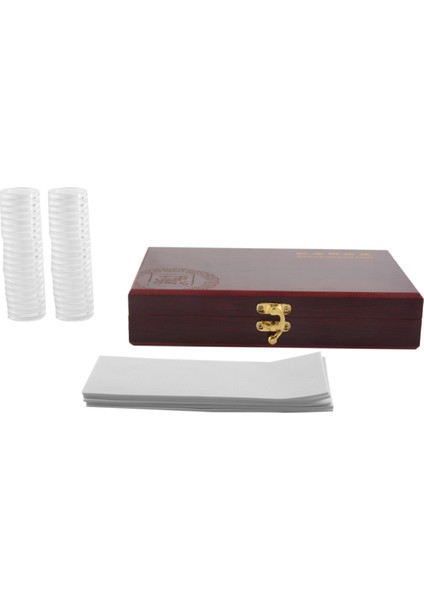 50 Adet Ahşap Para Koruma Ekran Kutusu Saklama Kutusu Tutucu Yuvarlak Kutu Hatıra Toplama Kutusu (Yurt Dışından)