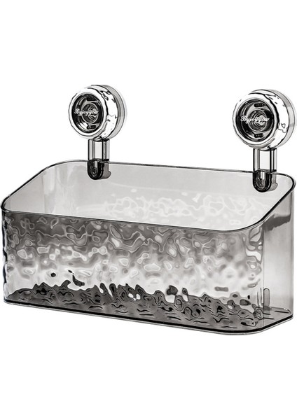 1 Adet Döner Vakumlu Saklama Rafı Banyo Deliksiz Duvara Monte Düzenleme ve Saklama Kutusu Şeffaf-Gri, L (Yurt Dışından)