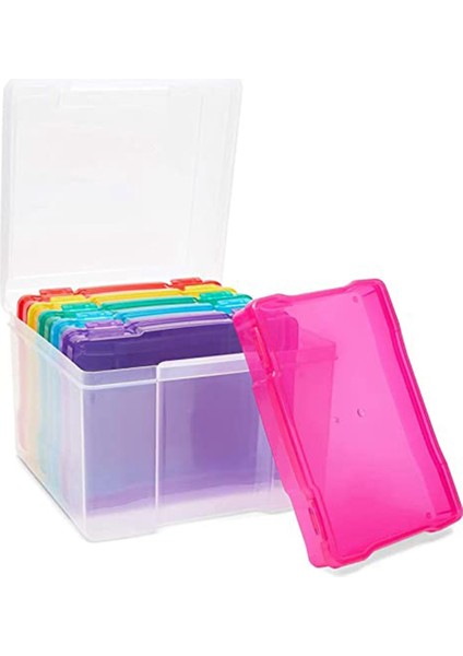 5x7 Inç Fotoğraf Kılıfları ve Toka Tasarımlı Şeffaf Craft Keeper 6 Iç Kutu Plastik Saklama Kabı Kutusu A (Yurt Dışından)