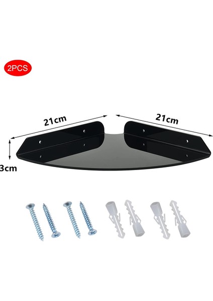 2 Adet Akrilik Duvara Montaj Yüzer Köşe Rafları Çeyrek Duş Rafı Asılı Köşe Rafları Duvar I (Siyah) (Yurt Dışından) fırsatları