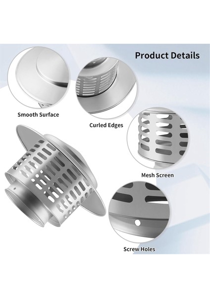 Yuvarlak Baca Başlığı Paslanmaz Çelik Konik Üst Baca Başlığı Ekranlı Dış Çatı Şömine Ekran Kapağı A (Yurt Dışından) fiyatları