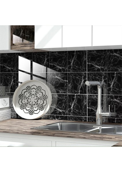 Mermer Dekoratif Yapışkanlı Fayans Çıkartmaları Banyo ve Mutfak Fayans Çıkartmaları, Su Geçirmez Kendinden Yapışkanlı Dekorasyon Bs (Yurt Dışından) fırsatları
