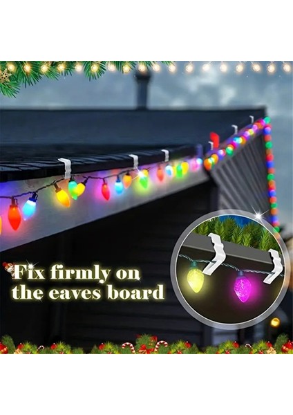 50 Adet Noel Işık Askılı Kancalar 1 5/8 Inç Fasya Panoları Klipler Hava Koşullarına Dayanıklı Plastik Açık Tatil Işıklı Uyarı Işareti (Yurt Dışından) fırsatları
