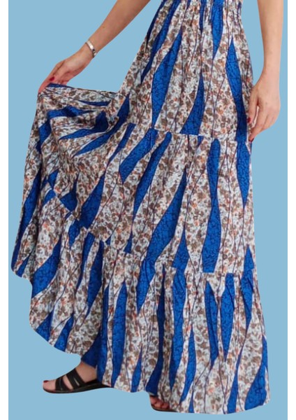 Viskon Kumaş Üç Kat Fırfırlı Uzun Kadın Etek fırsatları