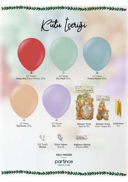 Dinozor Konseptli Doğum Günü Balon Zincir Seti Dinozor Tema Balon Zinciri fiyatları