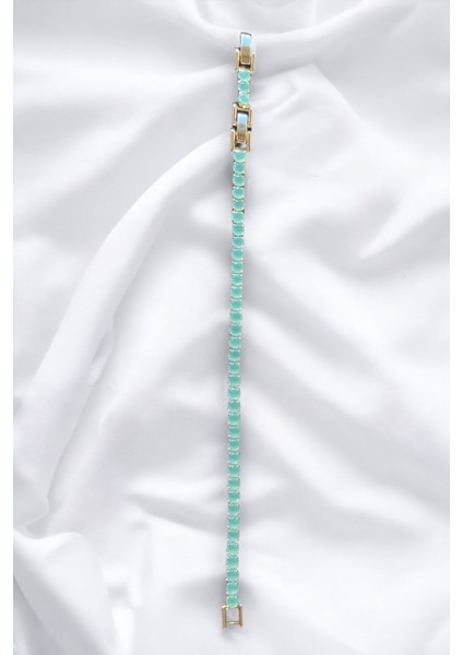 Mavi Zirkon Taşlı Yuvarlak Su Yolu Tasarımlı Silver Bileklik modelleri