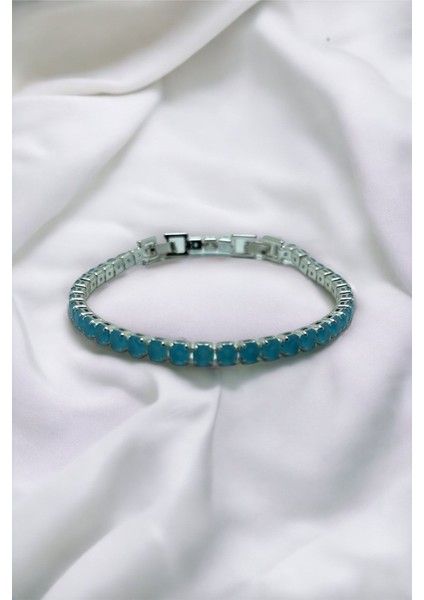 Mavi Zirkon Taşlı Yuvarlak Su Yolu Tasarımlı Silver Bileklik fırsatları