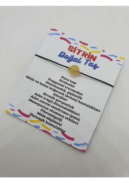 Sitrin Doğal Taş Ip Bileklik, Gri Renk, Zarif ve Eşsiz Tasarım