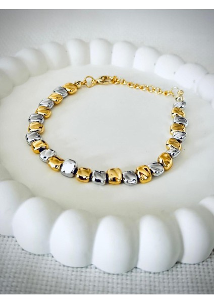 Çok Renkli Kadın Bileklik Ezme Kare Tasarım Şık Takı