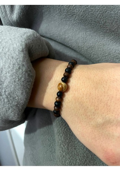 Kahverengi Jasper Taşlı Unisex Şık Bileklik, El Yapımı ve Doğal Tasarım