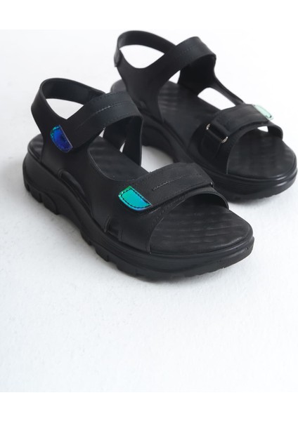 Jet-Lamıa Cırt Cırtlı Ortopedik Taban Kadın Sandalet Cst - Siyah fırsatları