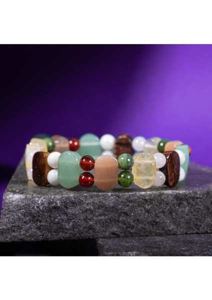 Ikizler Burcu Için Renkli Doğal Taş El Yapımı Geniş Bileklik fiyatları
