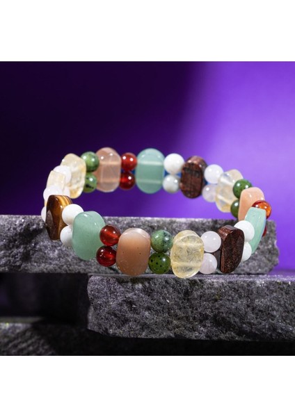 Ikizler Burcu Için Renkli Doğal Taş El Yapımı Geniş Bileklik modelleri