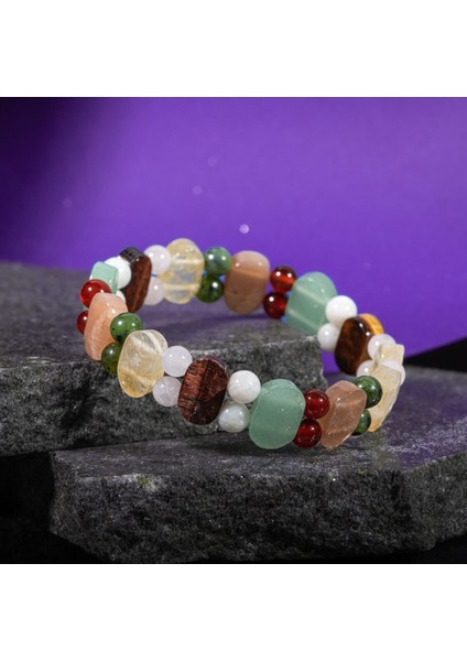 Ikizler Burcu Için Renkli Doğal Taş El Yapımı Geniş Bileklik