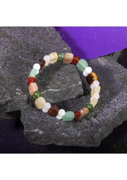 Ikizler Burcu Için Renkli Doğal Taş El Yapımı Geniş Bileklik
