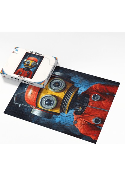 500 Parça Puzzle Kırmızı Astronot Kıyafeti, Robot Dijital Sanat Modern Bilim Kurgu modelleri